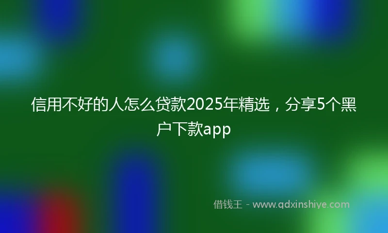 信用不好的人怎么贷款2025年精选，分享5个黑户下款app