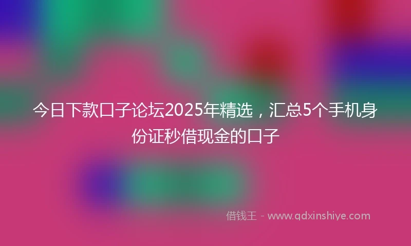 今日下款口子论坛2025年精选，汇总5个手机身份证秒借现金的口子