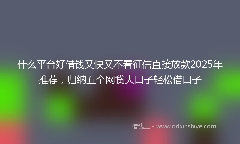 什么平台好借钱又快又不看征信直接放款2025年推荐，归纳五个网贷大口子轻松借口子