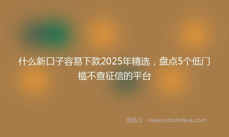 什么新口子容易下款2025年精选，盘点5个低门槛不查征信的平台
