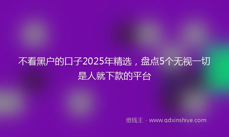 不看黑户的口子2025年精选，盘点5个无视一切是人就下款的平台