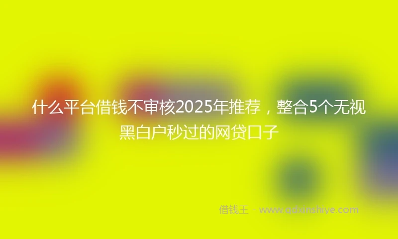 什么平台借钱不审核2025年推荐，整合5个无视黑白户秒过的网贷口子