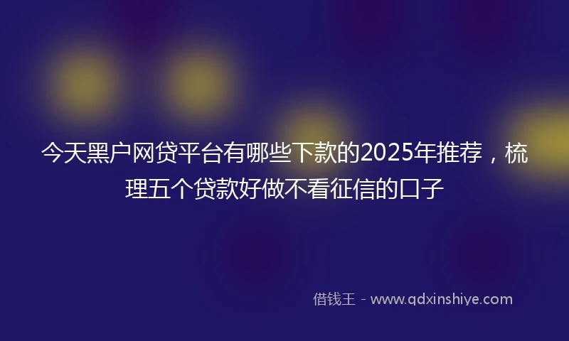 今天黑户网贷平台有哪些下款的2025年推荐，梳理五个贷款好做不看征信的口子