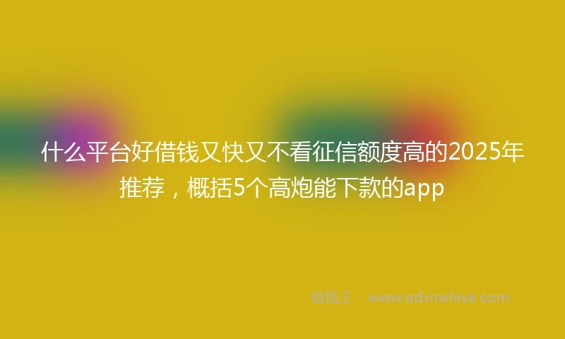 什么平台好借钱又快又不看征信额度高的2025年推荐，概括5个高炮能下款的app