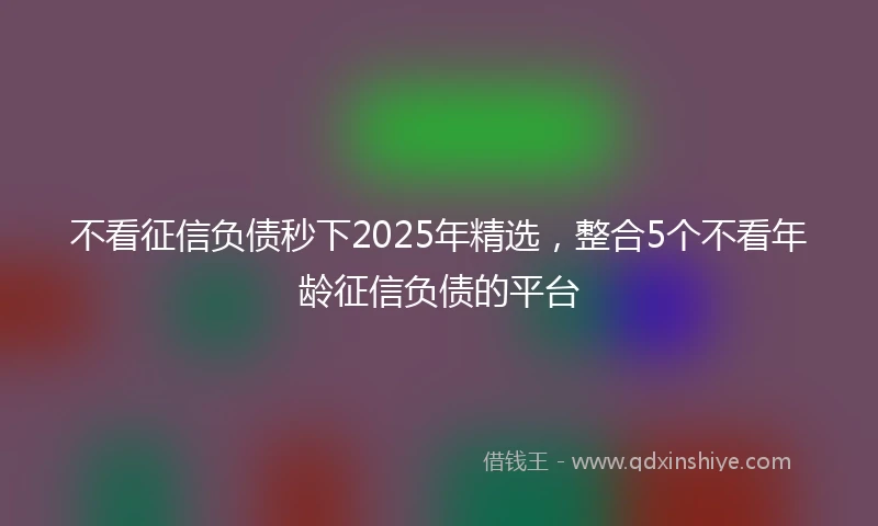 不看征信负债秒下2025年精选，整合5个不看年龄征信负债的平台