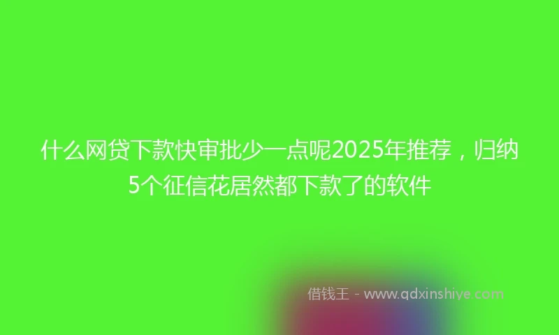 什么网贷下款快审批少一点呢2025年推荐，归纳5个征信花居然都下款了的软件