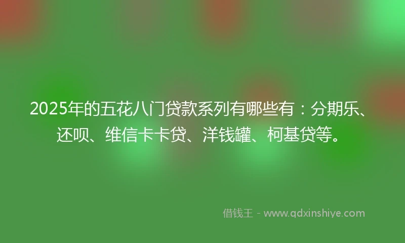 2025年的五花八门贷款系列有哪些有：分期乐、还呗、维信卡卡贷、洋钱罐、柯基贷等。