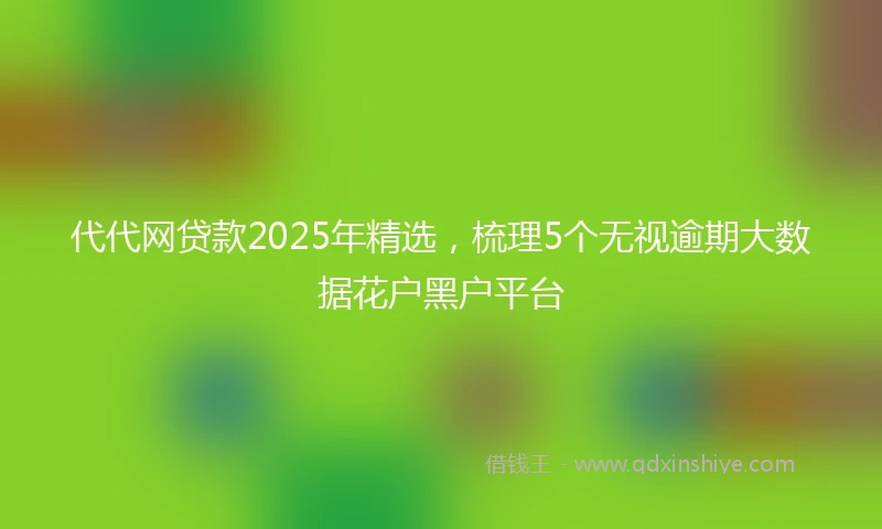 代代网贷款2025年精选,梳理5个无视逾期大数据花户黑户平台