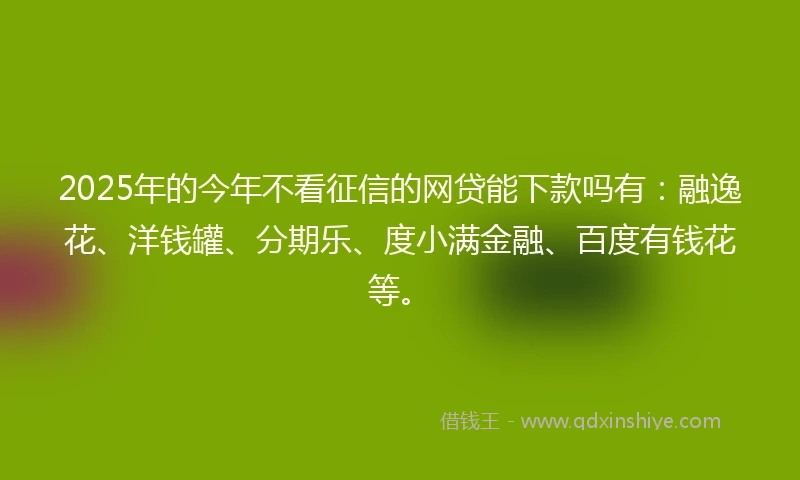 2025年的今年不看征信的网贷能下款吗有：融逸花、洋钱罐、分期乐、度小满金融、百度有钱花等。