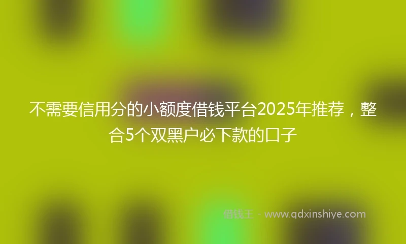 不需要信用分的小额度借钱平台2025年推荐，整合5个双黑户必下款的口子