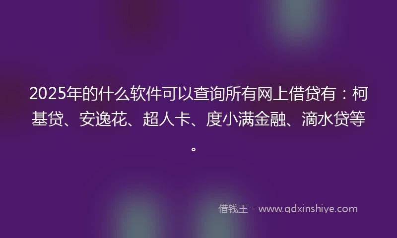 2025年的什么软件可以查询所有网上借贷有：柯基贷、安逸花、超人卡、度小满金融、滴水贷等。