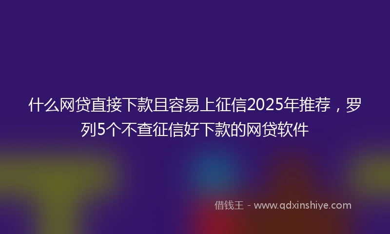 什么网贷直接下款且容易上征信2025年推荐，罗列5个不查征信好下款的网贷软件