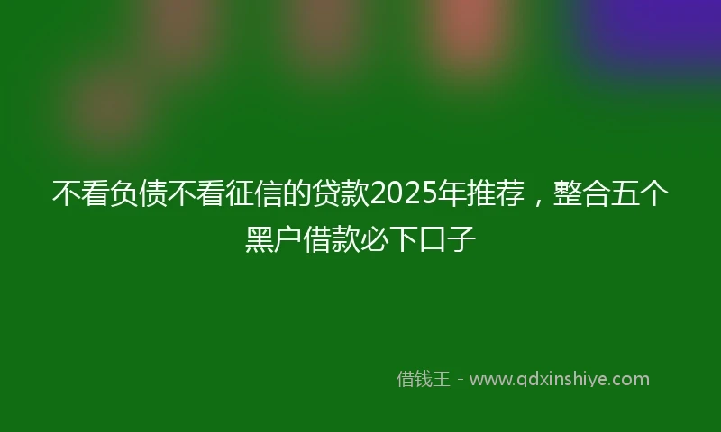 不看负债不看征信的贷款2025年推荐，整合五个黑户借款必下口子