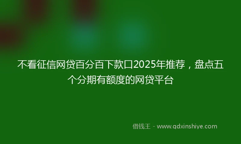 不看征信网贷百分百下款口2025年推荐，盘点五个分期有额度的网贷平台