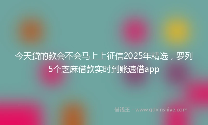 今天贷的款会不会马上上征信2025年精选，罗列5个芝麻借款实时到账速借app