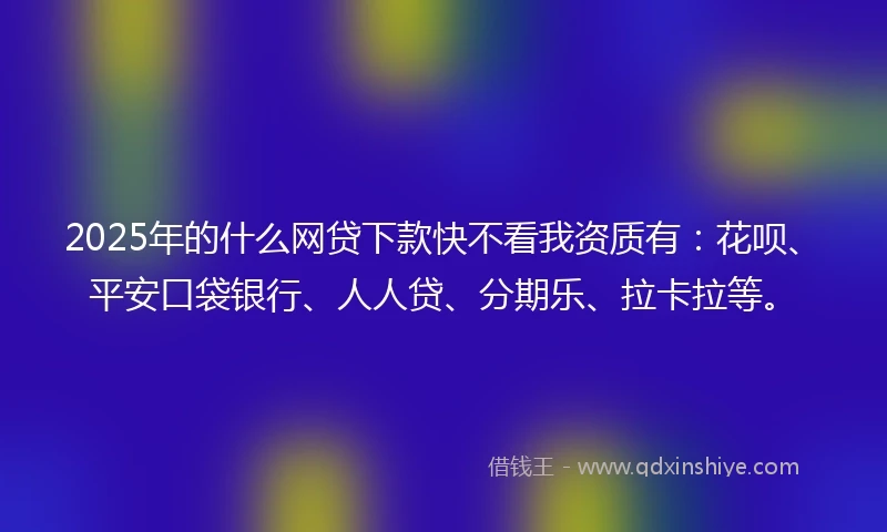 2025年的什么网贷下款快不看我资质有：花呗、平安口袋银行、人人贷、分期乐、拉卡拉等。