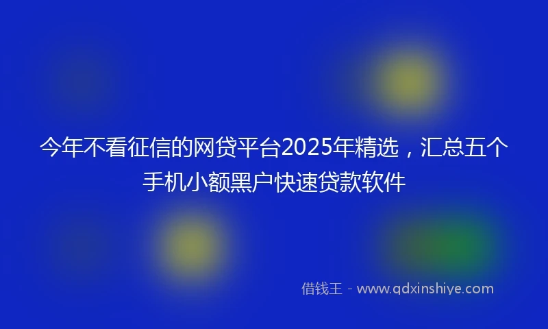 今年不看征信的网贷平台2025年精选，汇总五个手机小额黑户快速贷款软件