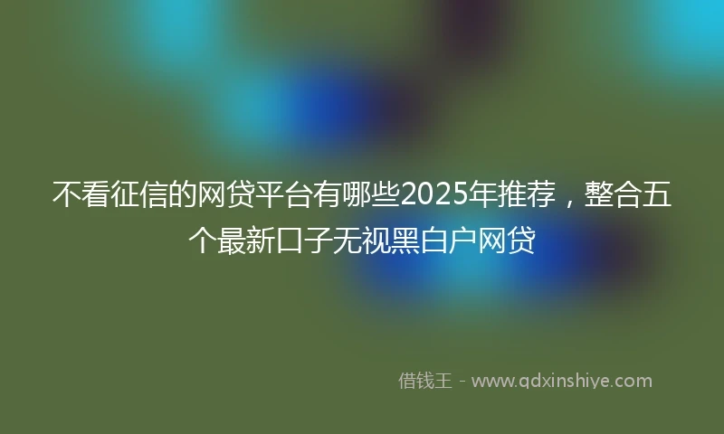 不看征信的网贷平台有哪些2025年推荐，整合五个最新口子无视黑白户网贷