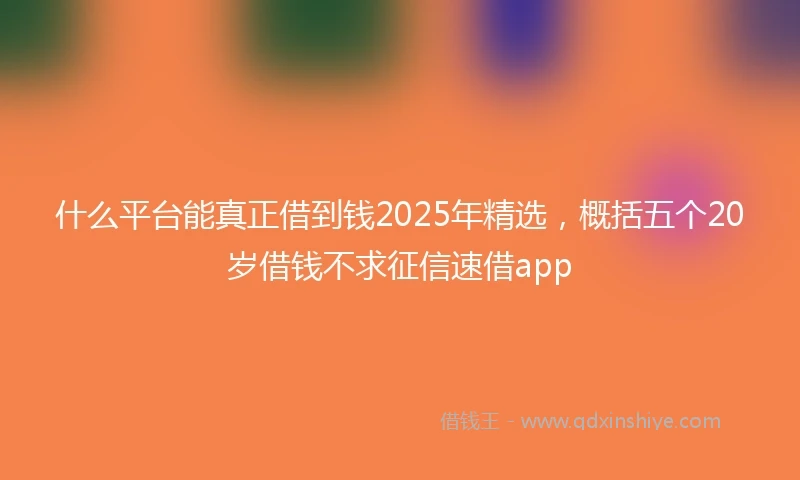 什么平台能真正借到钱2025年精选，概括五个20岁借钱不求征信速借app