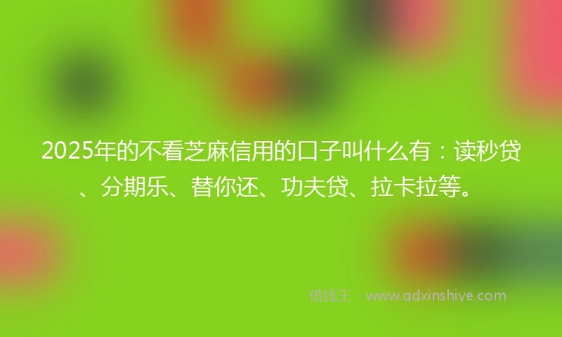 2025年的不看芝麻信用的口子叫什么有：读秒贷、分期乐、替你还、功夫贷、拉卡拉等。