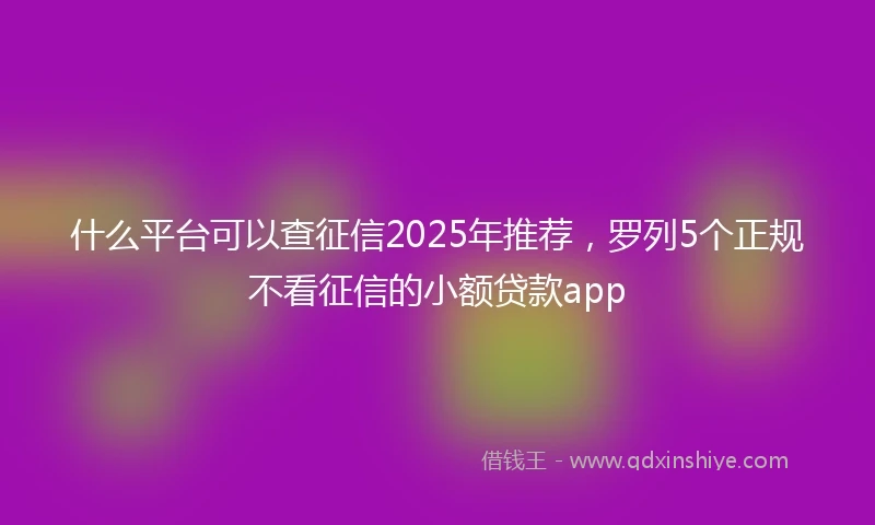什么平台可以查征信2025年推荐，罗列5个正规不看征信的小额贷款app