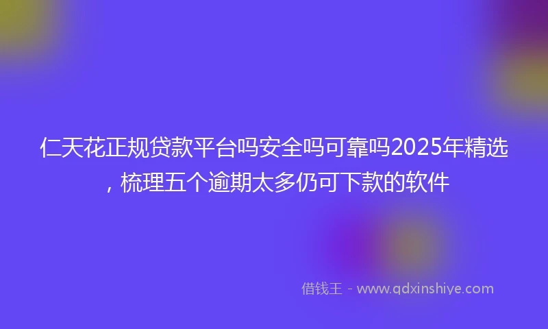 仁天花正规贷款平台吗安全吗可靠吗2025年精选，梳理五个逾期太多仍可下款的软件