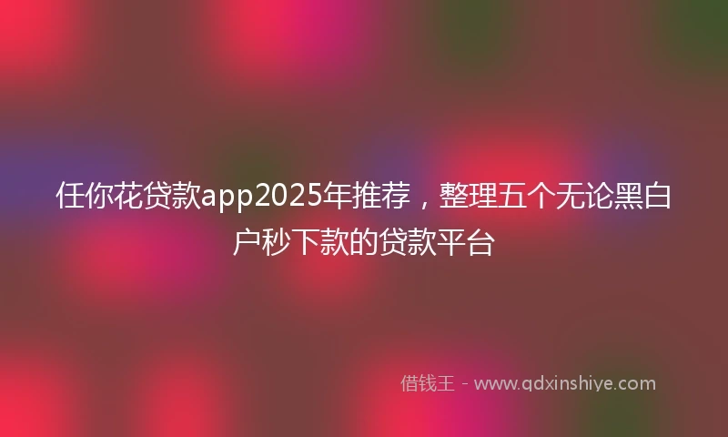 任你花贷款app2025年推荐，整理五个无论黑白户秒下款的贷款平台
