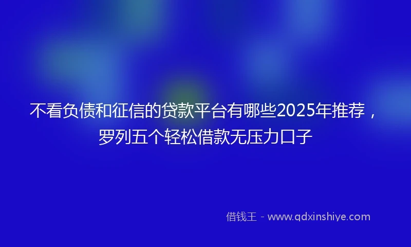 不看负债和征信的贷款平台有哪些2025年推荐，罗列五个轻松借款无压力口子