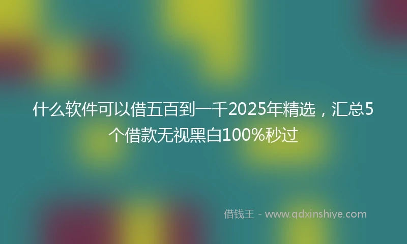 什么软件可以借五百到一千2025年精选，汇总5个借款无视黑白100%秒过