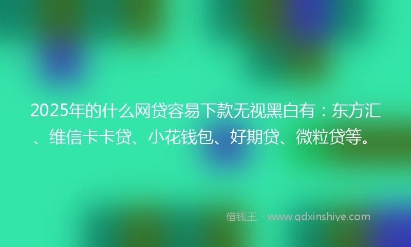2025年的什么网贷容易下款无视黑白有：东方汇、维信卡卡贷、小花钱包、好期贷、微粒贷等。