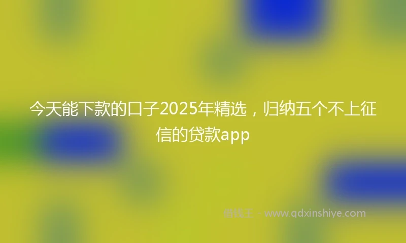 今天能下款的口子2025年精选，归纳五个不上征信的贷款app