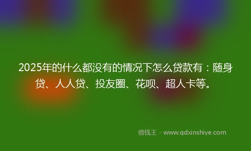 2025年的什么都没有的情况下怎么贷款有：随身贷、人人贷、投友圈、花呗、超人卡等。