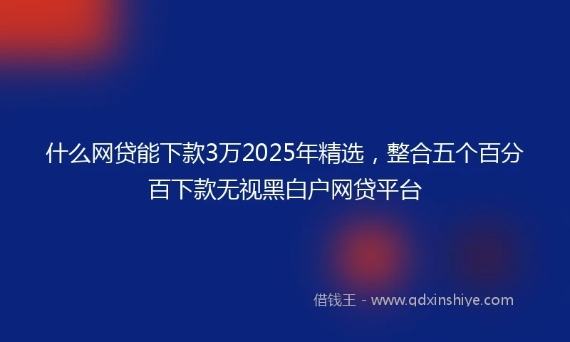 什么网贷能下款3万2025年精选，整合五个百分百下款无视黑白户网贷平台