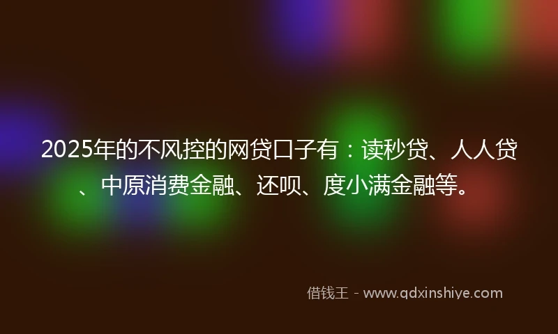 2025年的不风控的网贷口子有：读秒贷、人人贷、中原消费金融、还呗、度小满金融等。