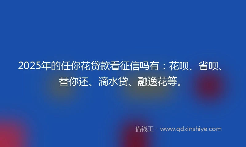 2025年的任你花贷款看征信吗有：花呗、省呗、替你还、滴水贷、融逸花等。