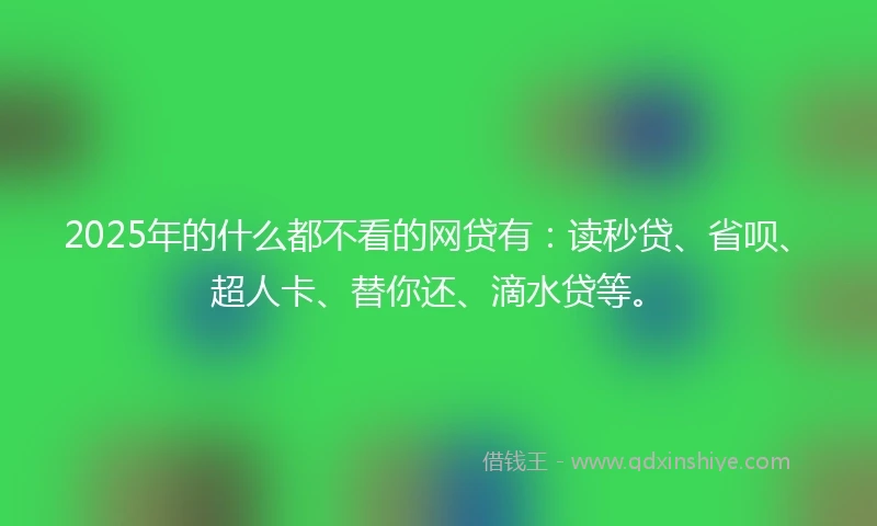 2025年的什么都不看的网贷有：读秒贷、省呗、超人卡、替你还、滴水贷等。