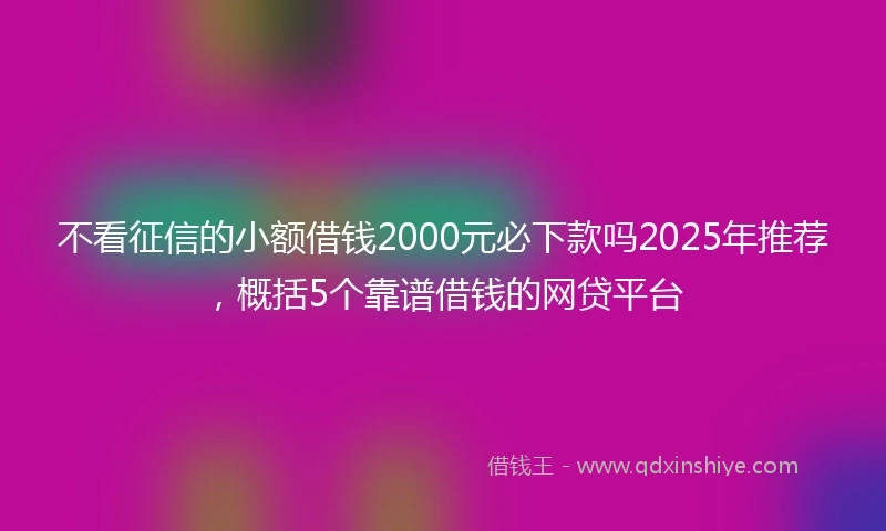 不看征信的小额借钱2000元必下款吗2025年推荐，概括5个靠谱借钱的网贷平台