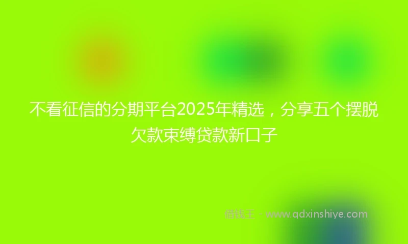不看征信的分期平台2025年精选，分享五个摆脱欠款束缚贷款新口子