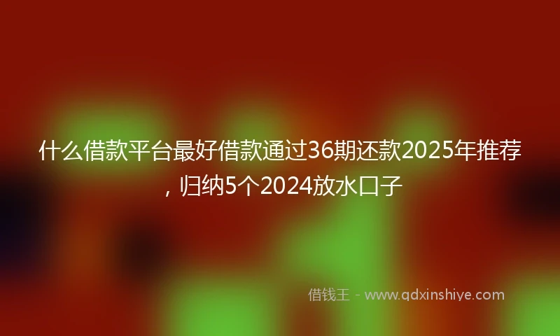 什么借款平台最好借款通过36期还款2025年推荐，归纳5个2024放水口子