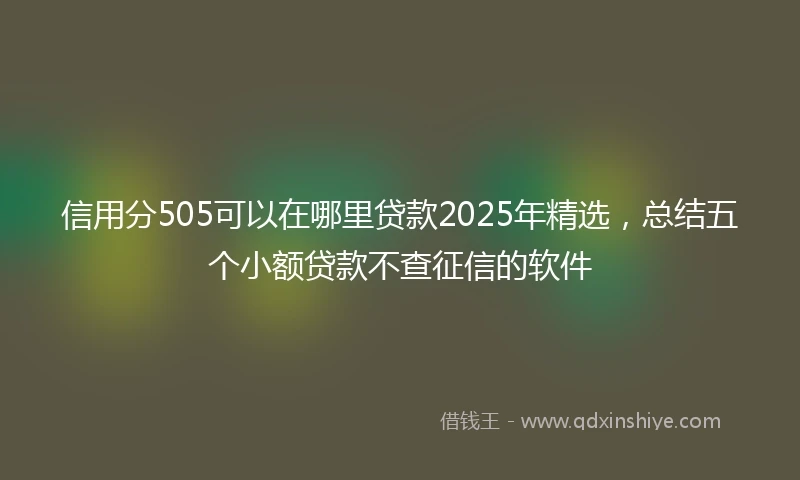 信用分505可以在哪里贷款2025年精选，总结五个小额贷款不查征信的软件