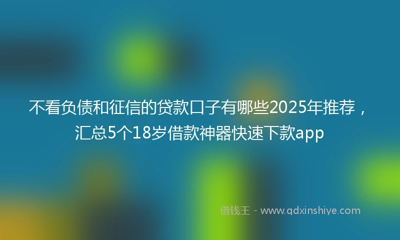 不看负债和征信的贷款口子有哪些2025年推荐，汇总5个18岁借款神器快速下款app