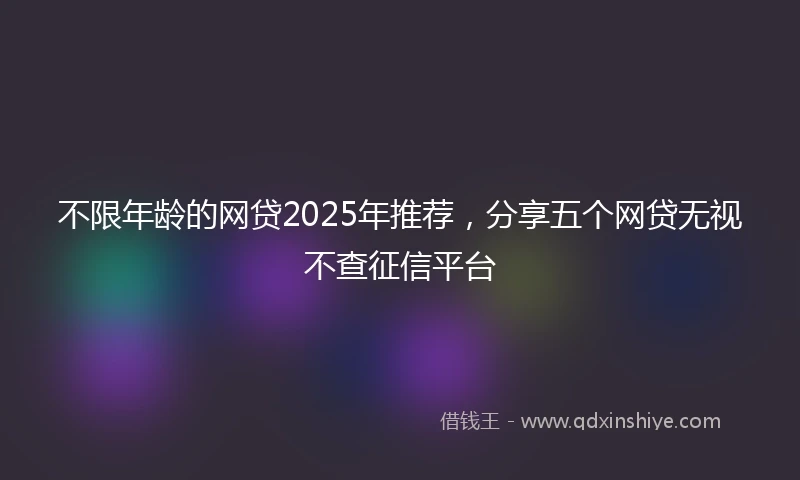 不限年龄的网贷2025年推荐，分享五个网贷无视不查征信平台
