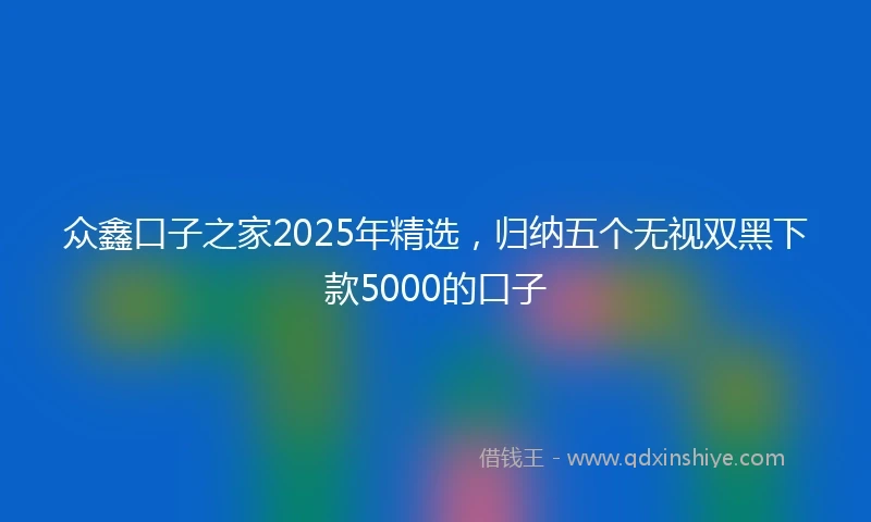 众鑫口子之家2025年精选，归纳五个无视双黑下款5000的口子