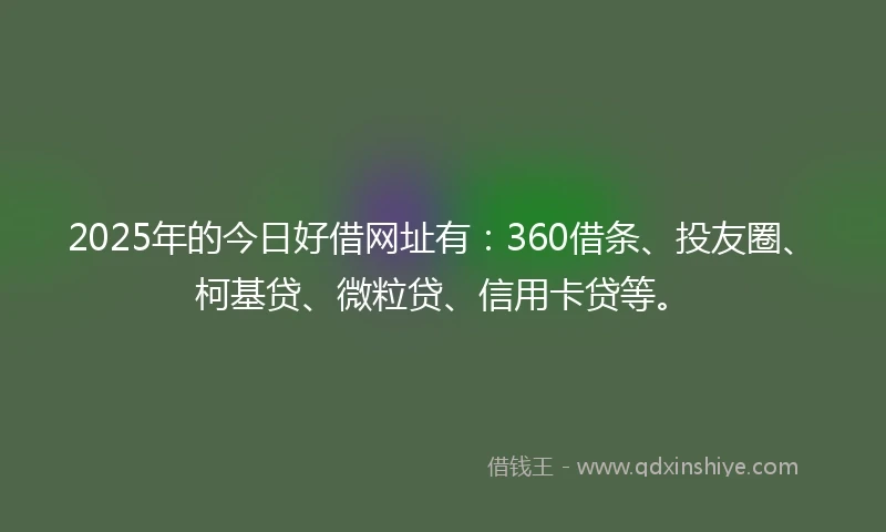 2025年的今日好借网址有：360借条、投友圈、柯基贷、微粒贷、信用卡贷等。
