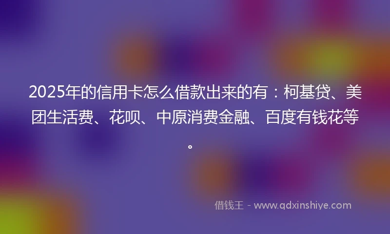2025年的信用卡怎么借款出来的有：柯基贷、美团生活费、花呗、中原消费金融、百度有钱花等。