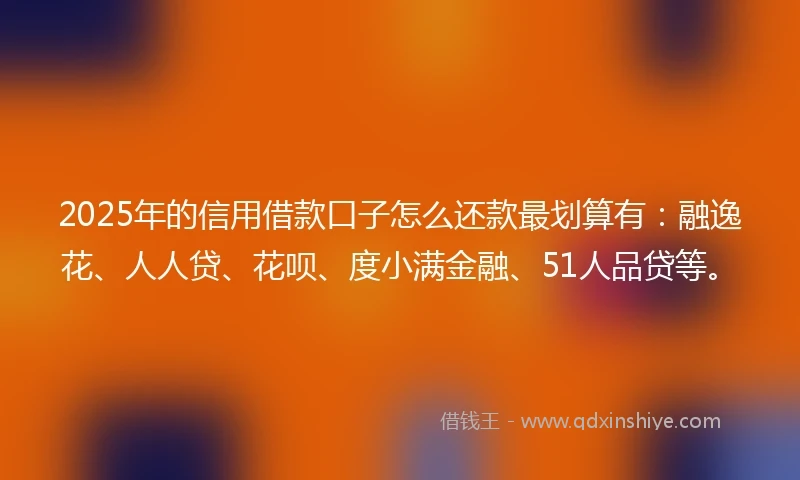 2025年的信用借款口子怎么还款最划算有：融逸花、人人贷、花呗、度小满金融、51人品贷等。