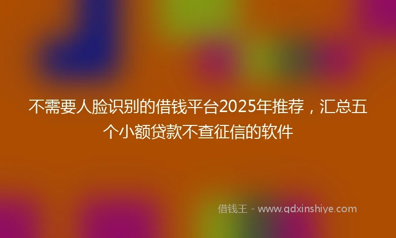 不需要人脸识别的借钱平台2025年推荐，汇总五个小额贷款不查征信的软件