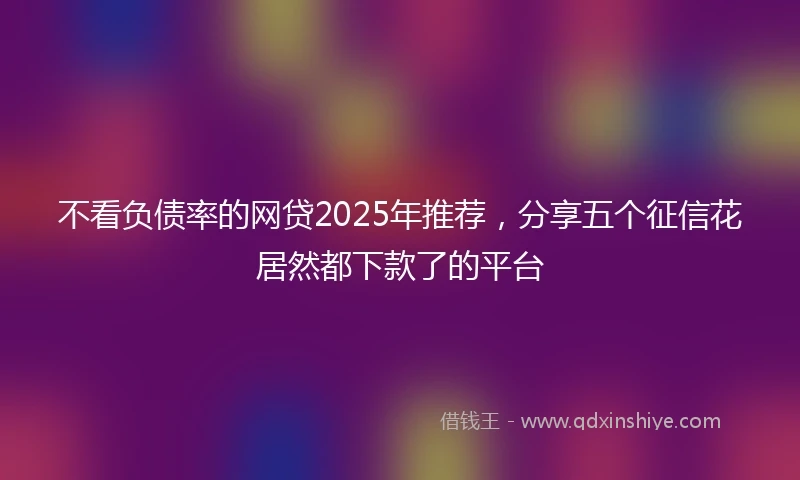 不看负债率的网贷2025年推荐，分享五个征信花居然都下款了的平台