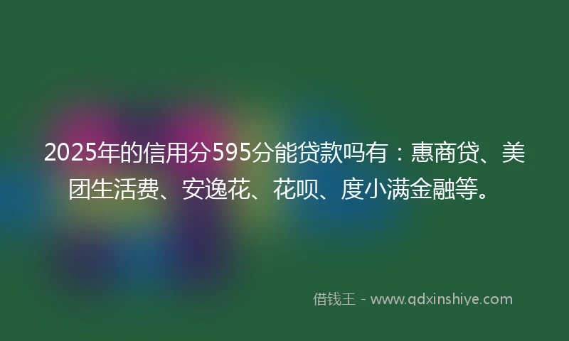 2025年的信用分595分能贷款吗有：惠商贷、美团生活费、安逸花、花呗、度小满金融等。