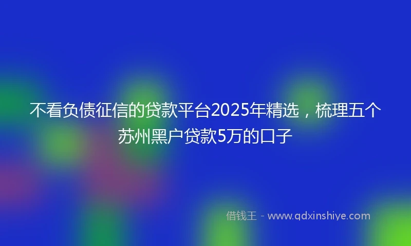 不看负债征信的贷款平台2025年精选，梳理五个苏州黑户贷款5万的口子